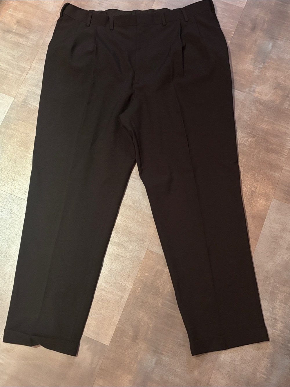 Van Heusen Black Men's 44x32 Dress Pants - Tailored Flat Front